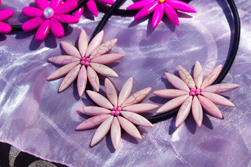 necklaces shaped pink flowers