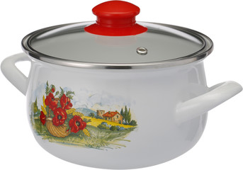Кастрюля эмалированная, с крышкой