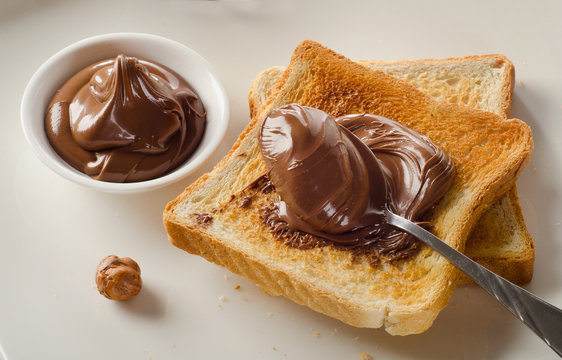 Fresh Toast with chocolate spread for a sweet breakfast