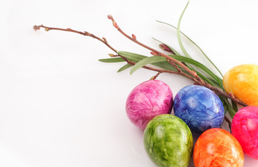 Colorful Easter Eggs Background Isolated on White