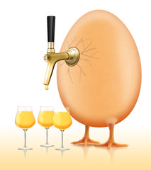 Ei mit Eierlik&ouml;r - Zapfhahn und Eierlik&ouml;rglas. Frohe Ostern, fr