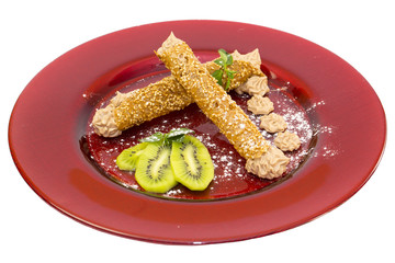 dessert sweet rolls on a white background cafe