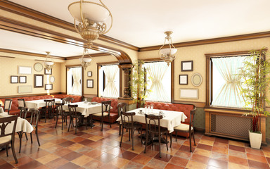 City Restaurant In Classic Style