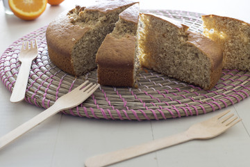 Pieces of sponge cake