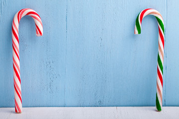 lollipop on the blue wooden background