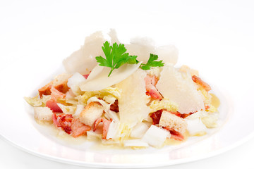 Caesar salad with bacon and parmesan cheese