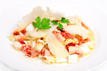 Caesar salad with bacon and parmesan cheese