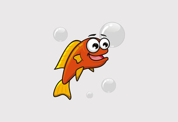 Funny Fish cartoon logo illustration