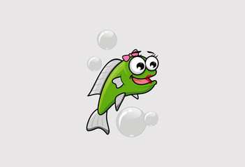 Funny Fish cartoon logo illustration