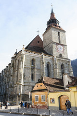 Fototapeta premium Black Church cathedral in Brasov medieval city, Romania