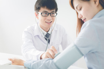 Fototapeta premium bright picture of male doctor with patient