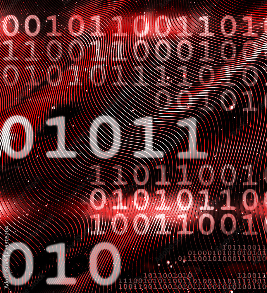 Poster data stream background on red