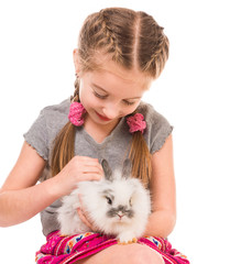 little girl with a rabbit