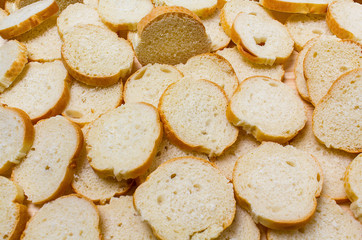 Sliced baguette on the table
