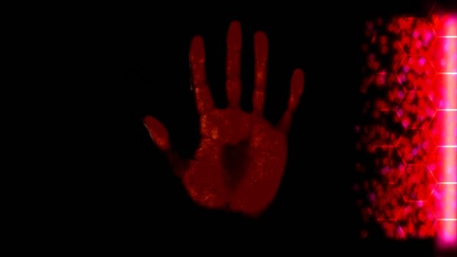 Hand scanner handprint fingerprint palm password id red