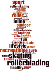 Obraz premium Rollerblading word cloud concept. Vector illustration