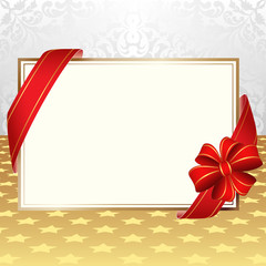 invitation card with ribbons on decorative background