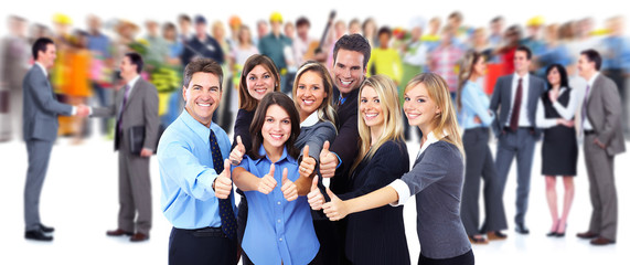 Happy business people group.