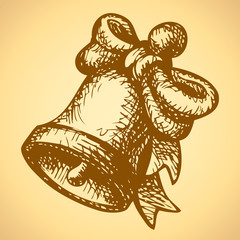 Bell with a bow. Vector drawing