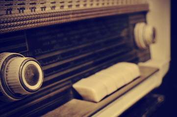 antique radio, in sepia toning