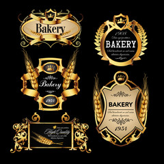 Luxury golden set of bakery label designes.