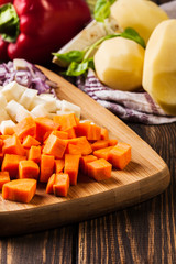 Chopped vegetables: carrots, parsley and onion