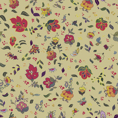 Decorative floral boho seamless pattern