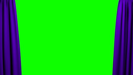 Purple Curtains opening and closing stage theater cinema green s