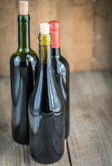 Bottles with red wine