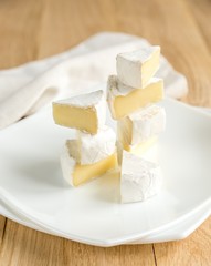 Slices of Camembert on the plate