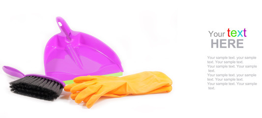 Plastic dustpan gloves and brush
