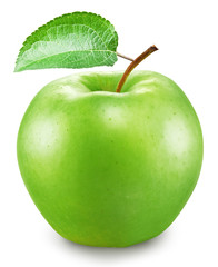 Green apple on a white background. File contains clipping paths.