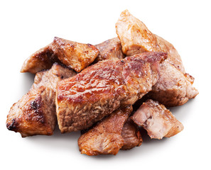 Roasted meat pieces. File contains clipping paths.