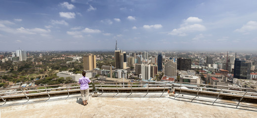 Woman looking over Nairobi