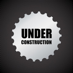 under construction background with chrome metal grid design, vec