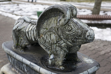 The stylized sculpture of the aries