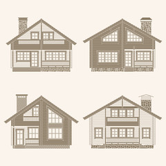 Log houses set