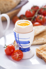 English breakfast on white wooden table