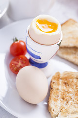 English breakfast on white wooden table