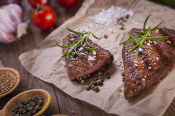 Excellent fried beef served with vegetables and spices