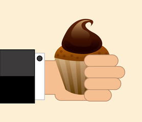 cup cake over beige background vector illustration