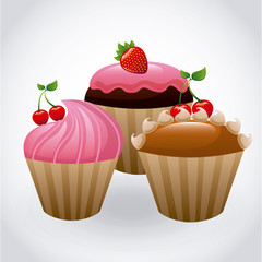 cup cake over beige background vector illustration
