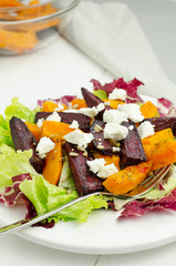 Salad with Beetroot, Pumpkin and goat cheese