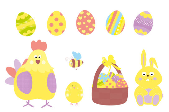 zestaw dekoracji wielkanocnych- wektory