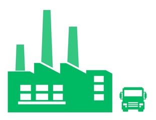 Obraz premium Usine et un camion de livraison