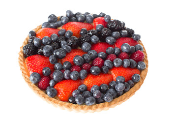 Close up Fresh Pie with Assorted Berries on Top