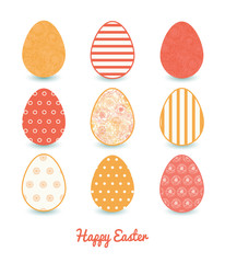 Vector Warm Flowers Set of Nine Colorful Easter Eggs Card