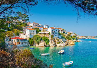 the Old part in town of island Skiathos in Greece - obrazy, fototapety, plakaty