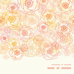 Vector warm flowers horizontal frame seamless pattern background