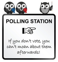 Obraz premium Monochrome comical polling station sign